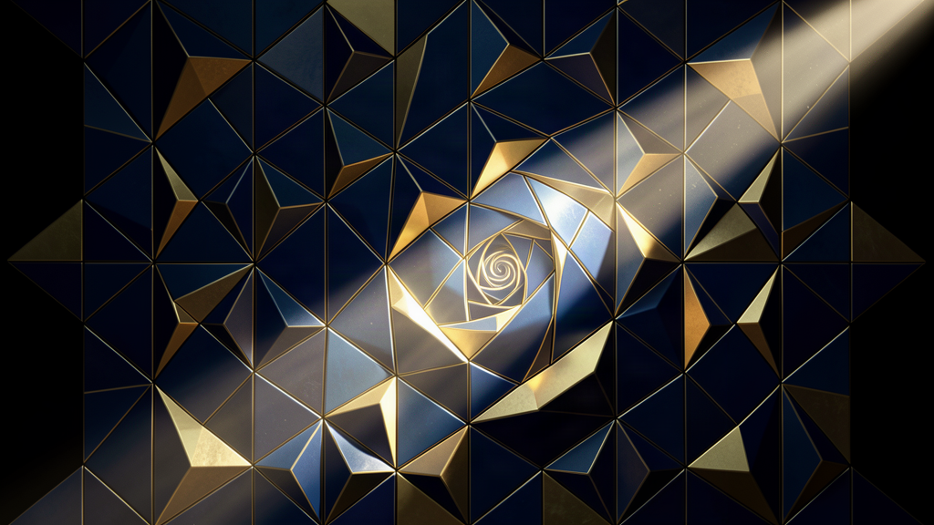 An aperiodic tiling of the plane in which light bends into swirling chiral pinwheel patterns
