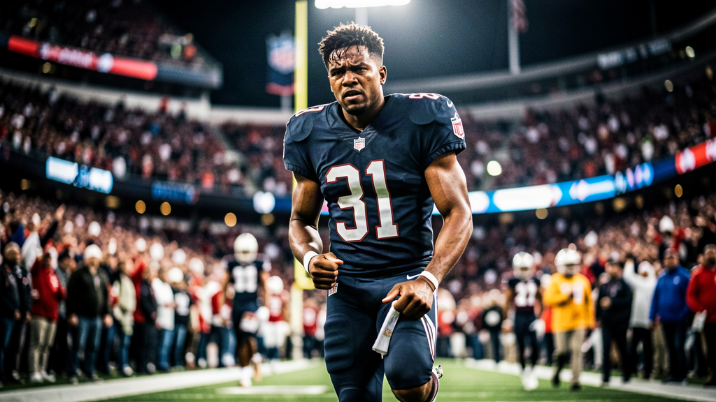 A wide receiver holding his hamstring and walking off the field in the season opener